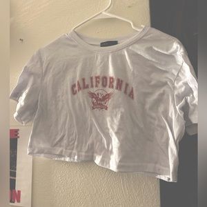 white small crop top “california”